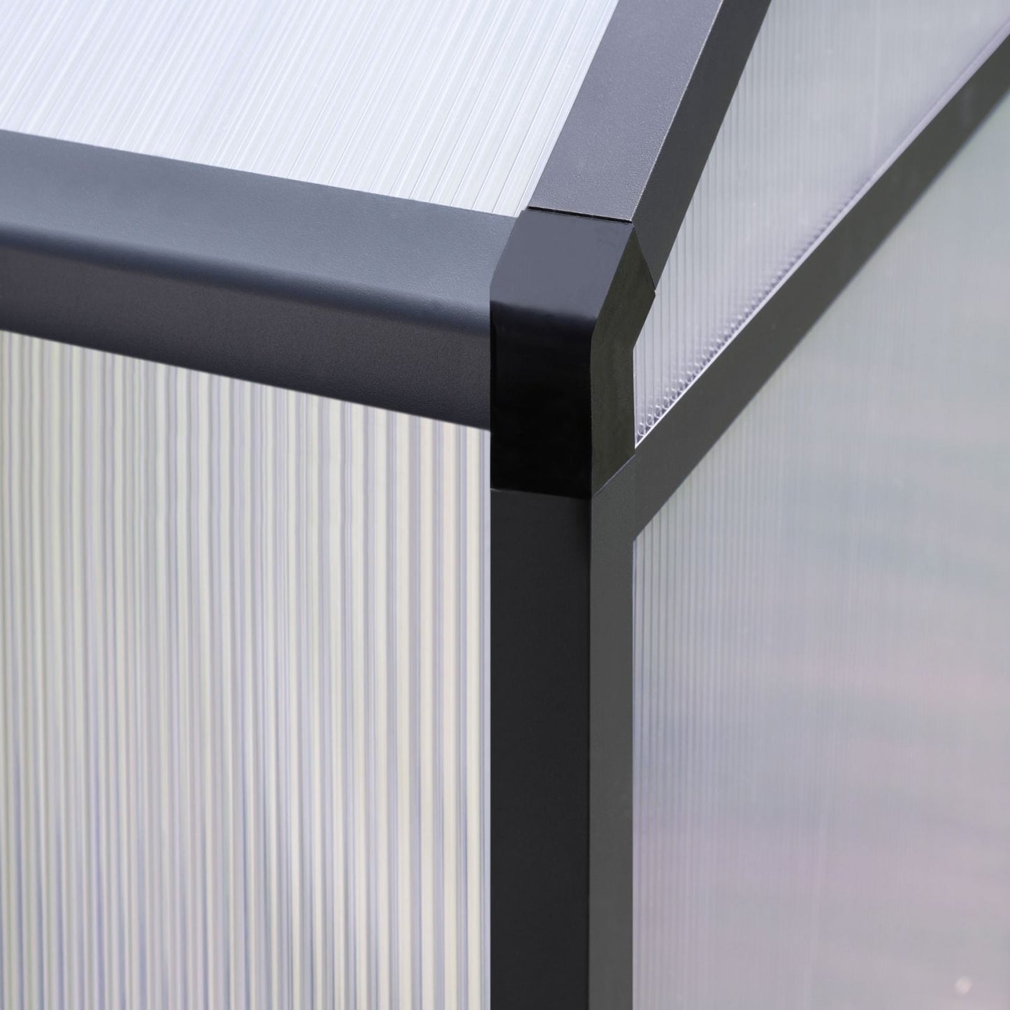 VEIKOUS Kit de serre de jardin à entrée latérale en aluminium avec fenêtre de toit réglable et porte verrouillable, gris.