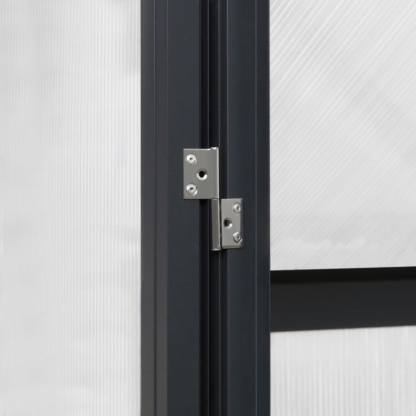 VEIKOUS Kit de serre de jardin à entrée latérale en aluminium avec fenêtre de toit réglable et porte verrouillable, gris.