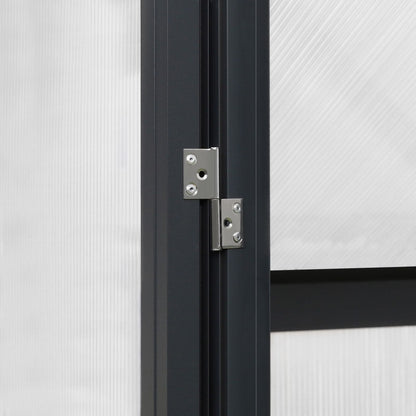 VEIKOUS Kit de serre de jardin à entrée latérale en aluminium avec fenêtre de toit réglable et porte verrouillable, gris.