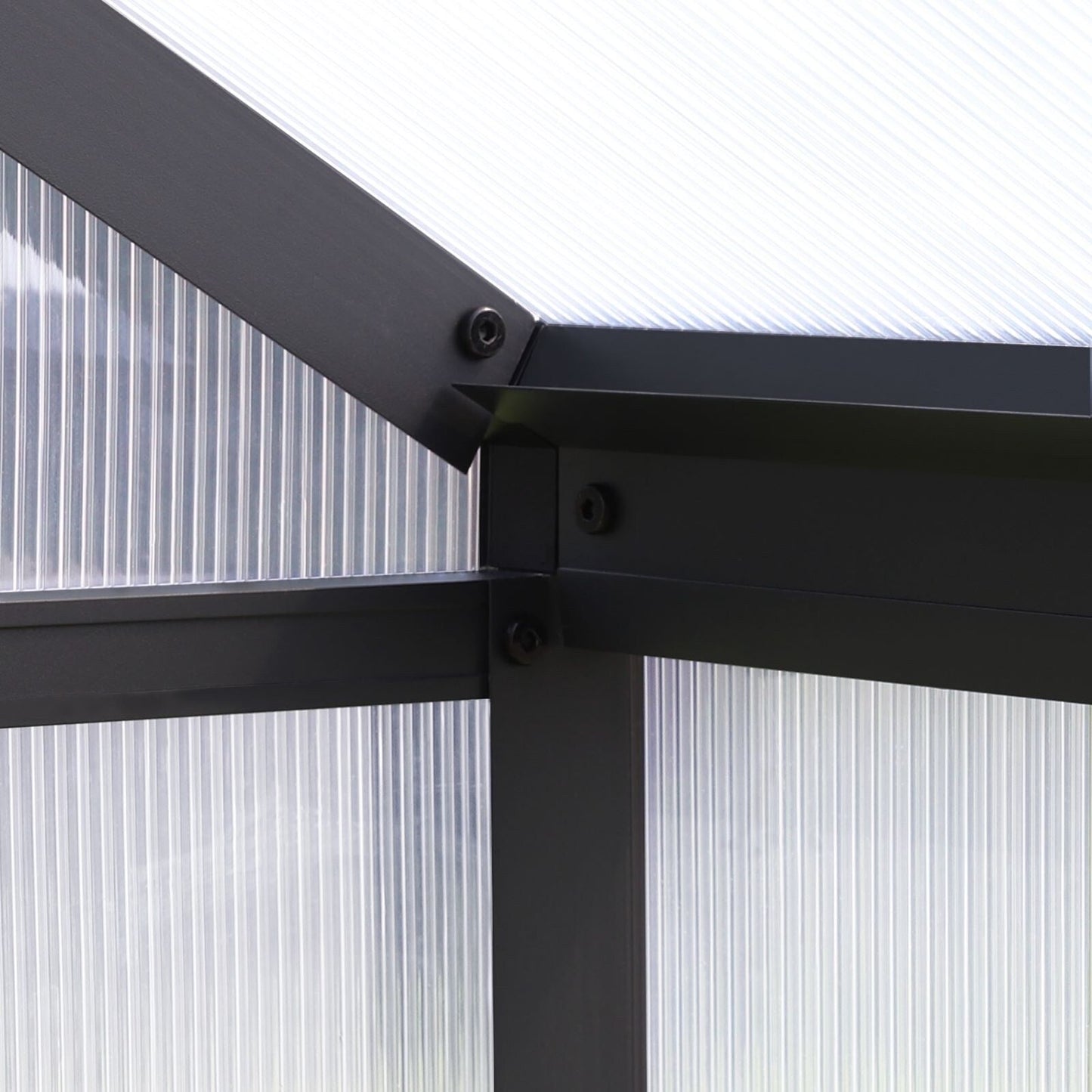 VEIKOUS Kit de serre de jardin à entrée latérale en aluminium avec fenêtre de toit réglable et porte verrouillable, gris.