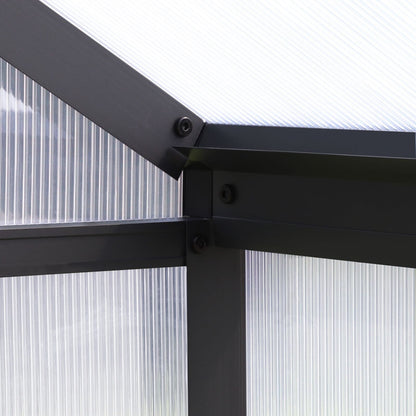 VEIKOUS Kit de serre de jardin à entrée latérale en aluminium avec fenêtre de toit réglable et porte verrouillable, gris.