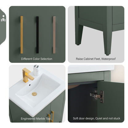 Meuble-lavabo de salle de bain Vanity Art à lavabo simple, 20, 24 ou 30 pouces, avec dessus en céramique.