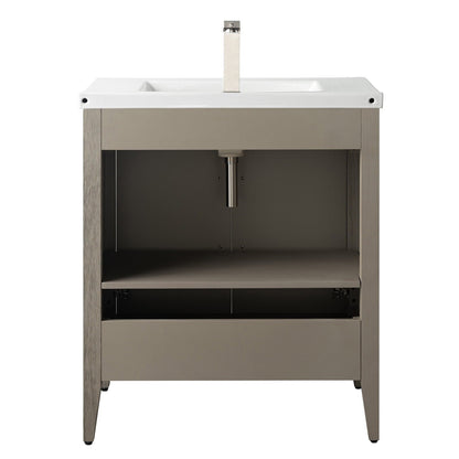 Meuble-lavabo de salle de bain Vanity Art à lavabo simple, 20, 24 ou 30 pouces, avec dessus en céramique.