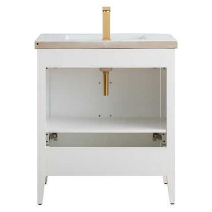 Meuble-lavabo de salle de bain Vanity Art à lavabo simple, 20, 24 ou 30 pouces, avec dessus en céramique.