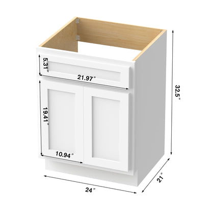 Meuble-lavabo de salle de bain Vanity Art en bois massif de 60 cm (24 pouces) avec lavabo simple.