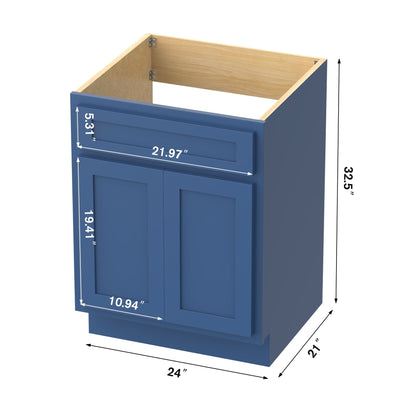 Meuble-lavabo de salle de bain Vanity Art en bois massif de 60 cm (24 pouces) avec lavabo simple.