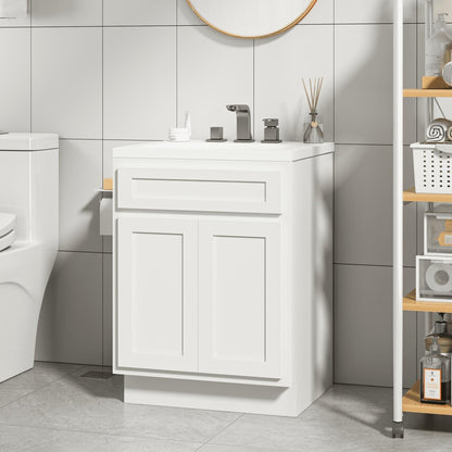 Meuble-lavabo de salle de bain Vanity Art en bois massif de 60 cm (24 pouces) avec lavabo simple.