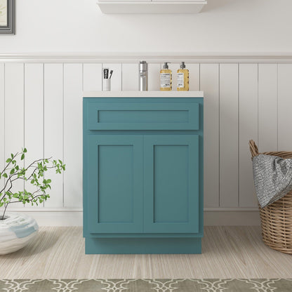 Meuble-lavabo de salle de bain Vanity Art en bois massif de 60 cm (24 pouces) avec lavabo simple.