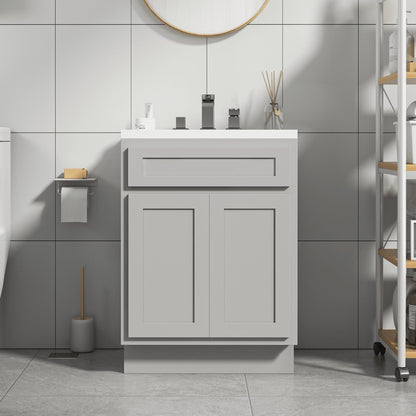 Meuble-lavabo de salle de bain Vanity Art en bois massif de 60 cm (24 pouces) avec lavabo simple.