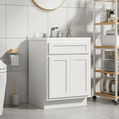 Meuble-lavabo de salle de bain Vanity Art en bois massif de 60 cm (24 pouces) avec lavabo simple.