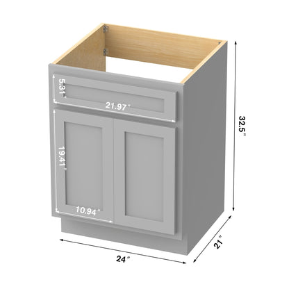 Meuble-lavabo de salle de bain Vanity Art en bois massif de 60 cm (24 pouces) avec lavabo simple.