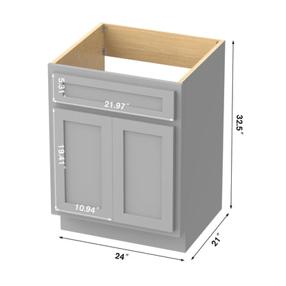Meuble-lavabo de salle de bain Vanity Art en bois massif de 60 cm (24 pouces) avec lavabo simple.