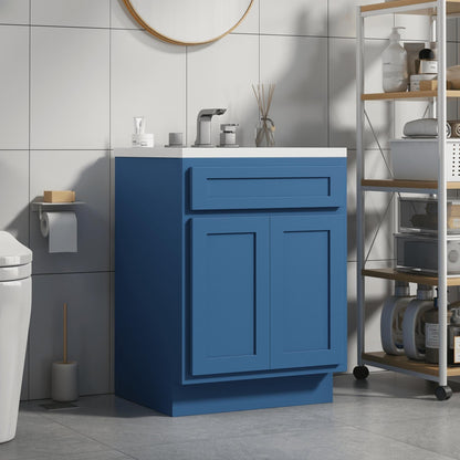 Meuble-lavabo de salle de bain Vanity Art en bois massif de 60 cm (24 pouces) avec lavabo simple.