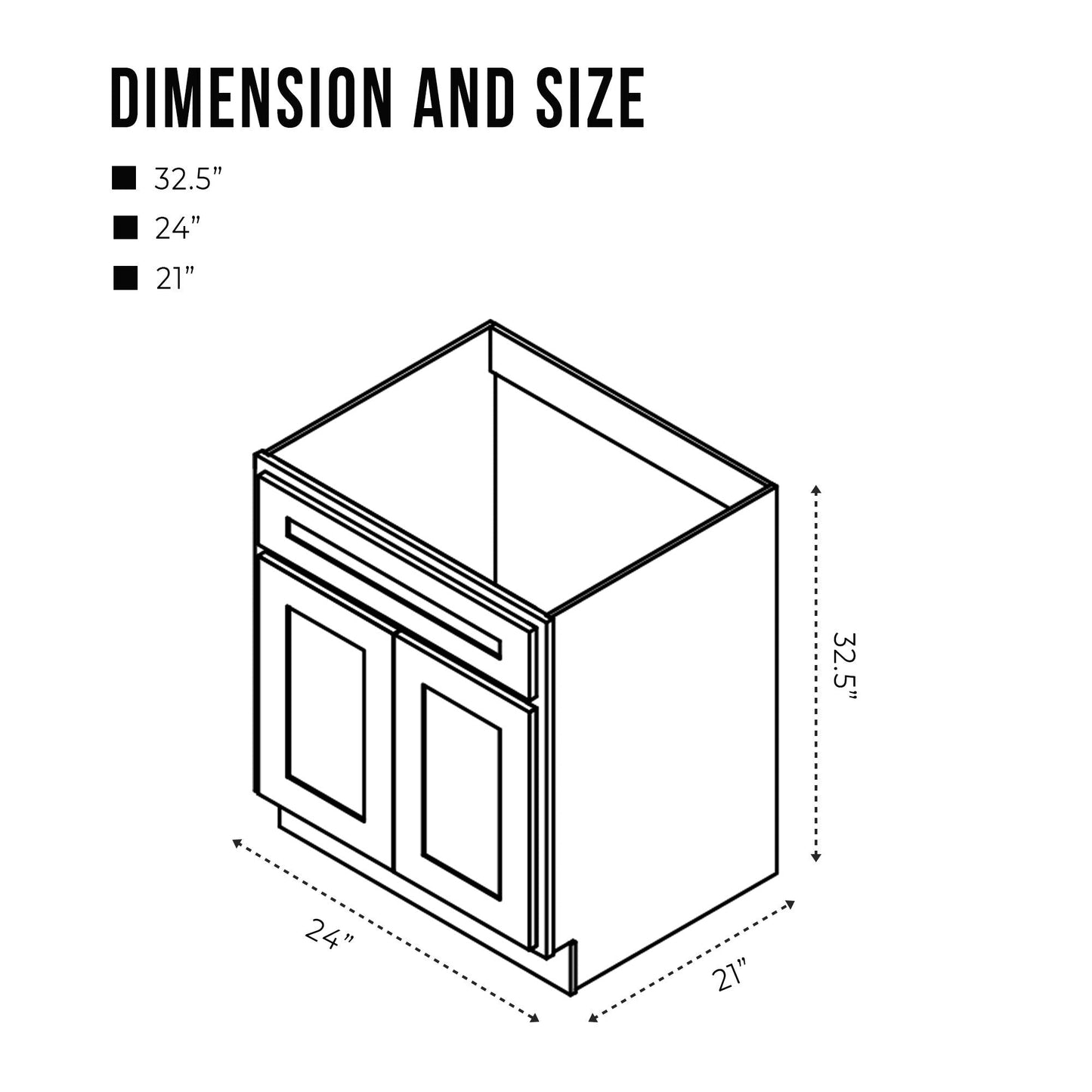 Meuble-lavabo de salle de bain Vanity Art en bois massif de 60 cm (24 pouces) avec lavabo simple.