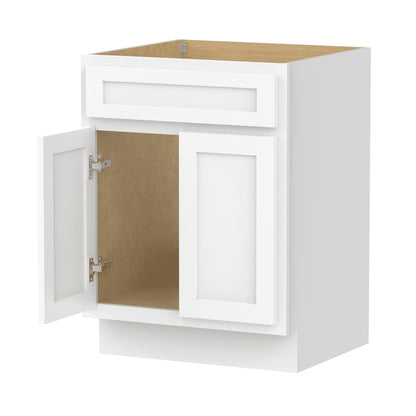 Meuble-lavabo de salle de bain Vanity Art en bois massif de 60 cm (24 pouces) avec lavabo simple.