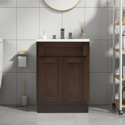Meuble-lavabo de salle de bain Vanity Art en bois massif de 60 cm (24 pouces) avec lavabo simple.