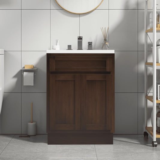 Meuble-lavabo de salle de bain Vanity Art en bois massif de 60 cm (24 pouces) avec lavabo simple.