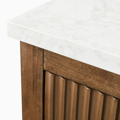 Meuble-lavabo double vasque Vanity Art 72 avec plan de travail en marbre composite.