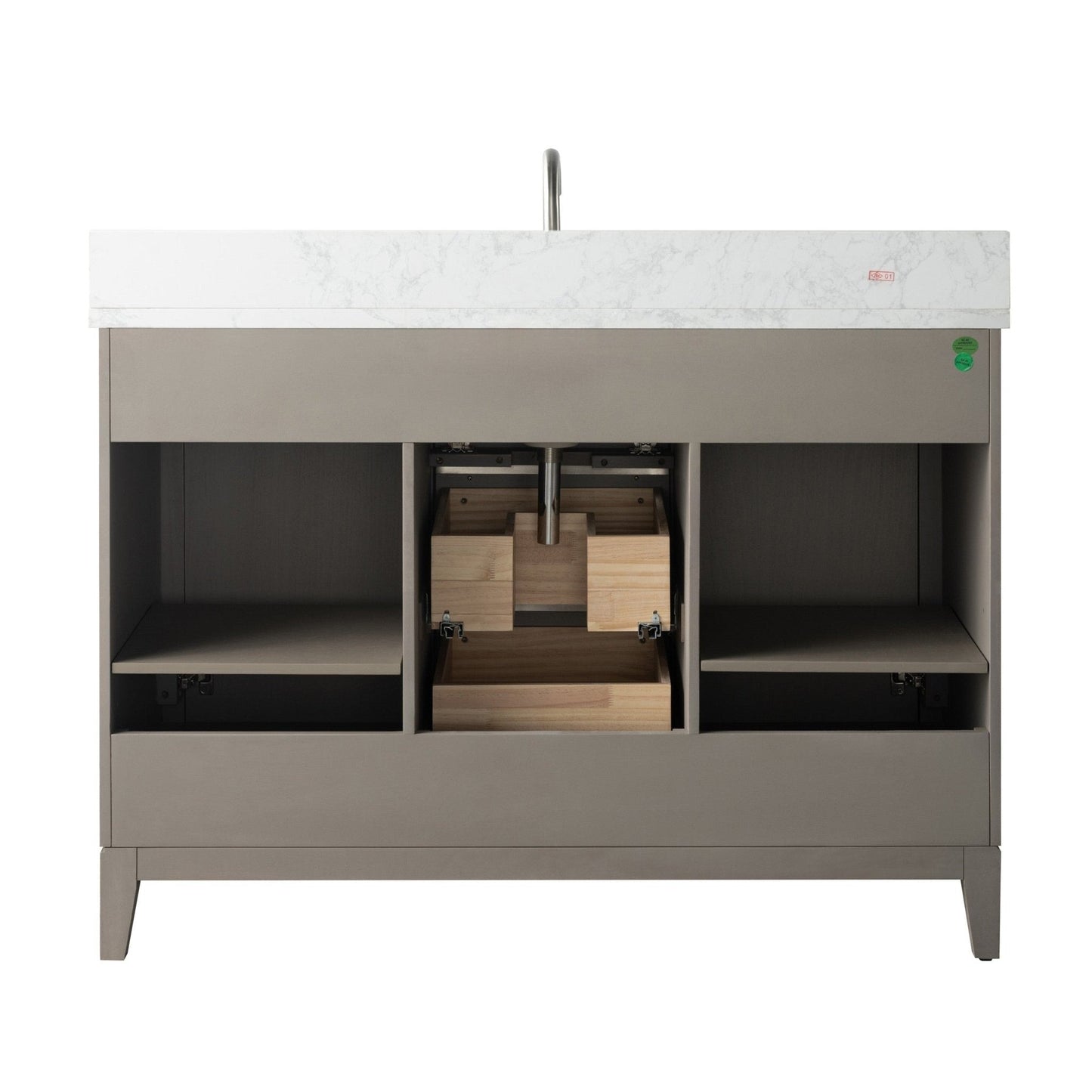 Meuble-lavabo Art pour salle de bain avec lavabo en céramique et plan de travail en marbre composite.