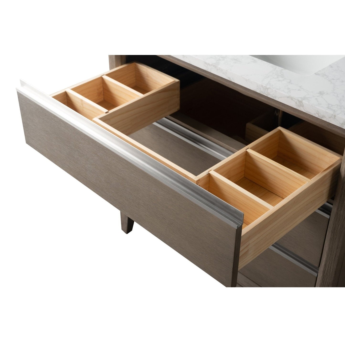 Meuble-lavabo Art pour salle de bain avec lavabo en céramique et plan de travail en marbre composite.