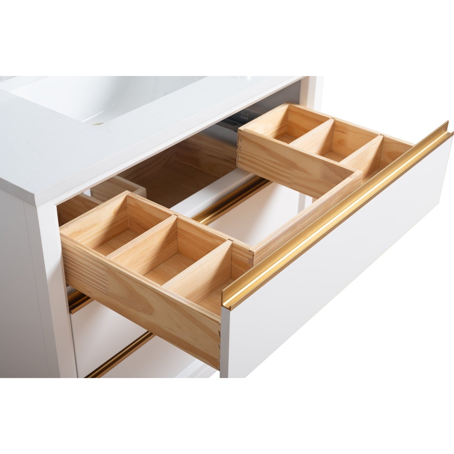 Meuble-lavabo Art pour salle de bain avec lavabo en céramique et plan de travail en marbre composite.