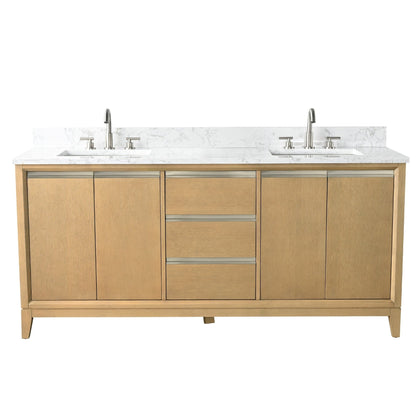 Meuble-lavabo Art pour salle de bain avec lavabo en céramique et plan de travail en marbre composite.