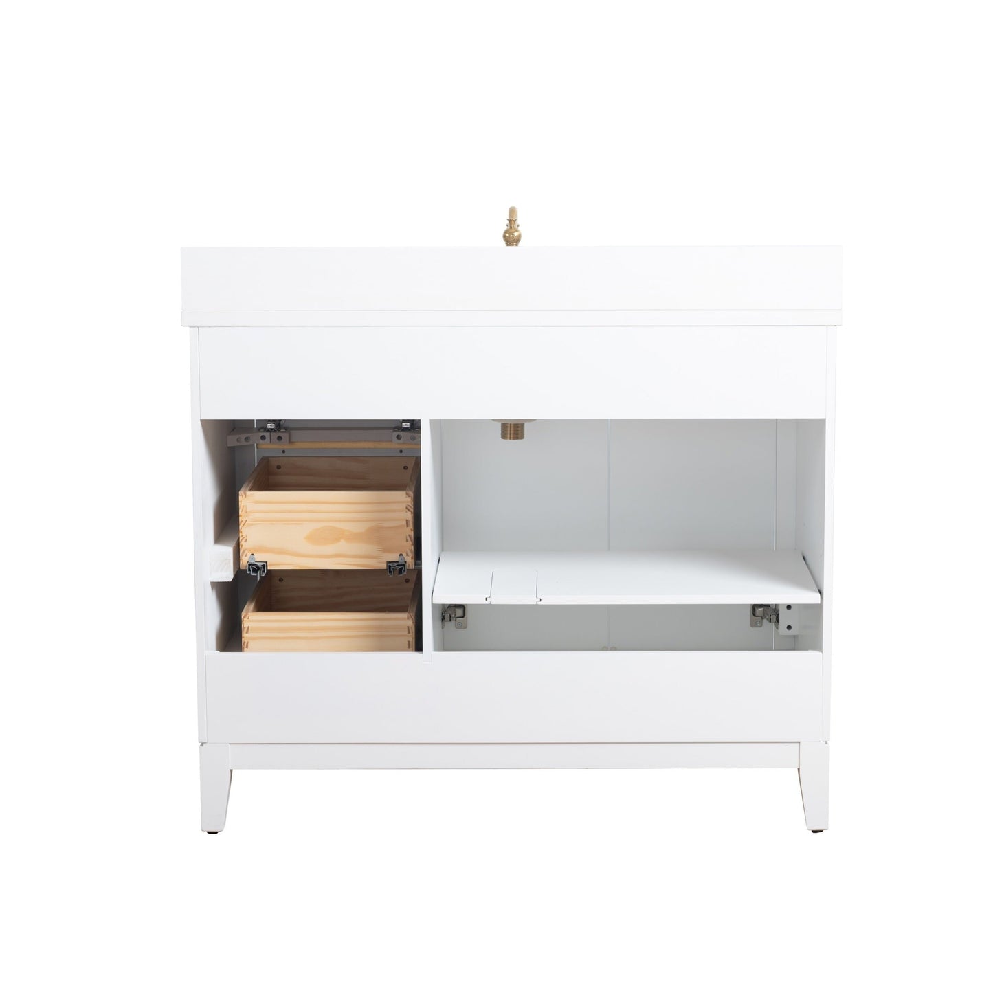 Meuble-lavabo Art pour salle de bain avec lavabo en céramique et plan de travail en marbre composite.