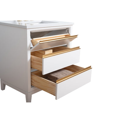 Meuble-lavabo Art pour salle de bain avec lavabo en céramique et plan de travail en marbre composite.