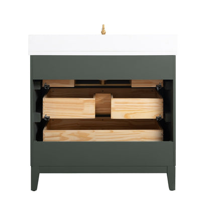 Meuble-lavabo Art pour salle de bain avec lavabo en céramique et plan de travail en marbre composite.