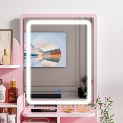 Coiffeuse avec miroir et lampe, table de maquillage avec tabouret pour la maison