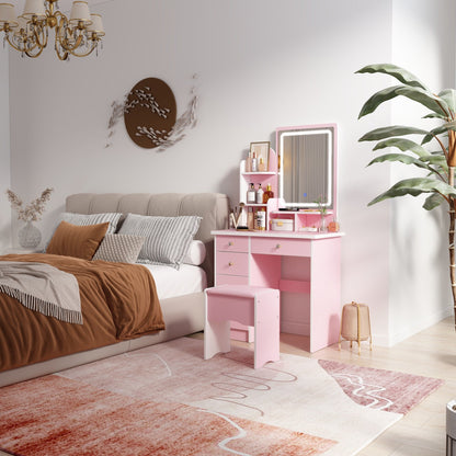 Coiffeuse avec miroir et lampe, table de maquillage avec tabouret pour la maison