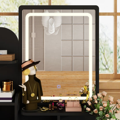 Coiffeuse avec miroir et lampe, table de maquillage avec tabouret pour la maison