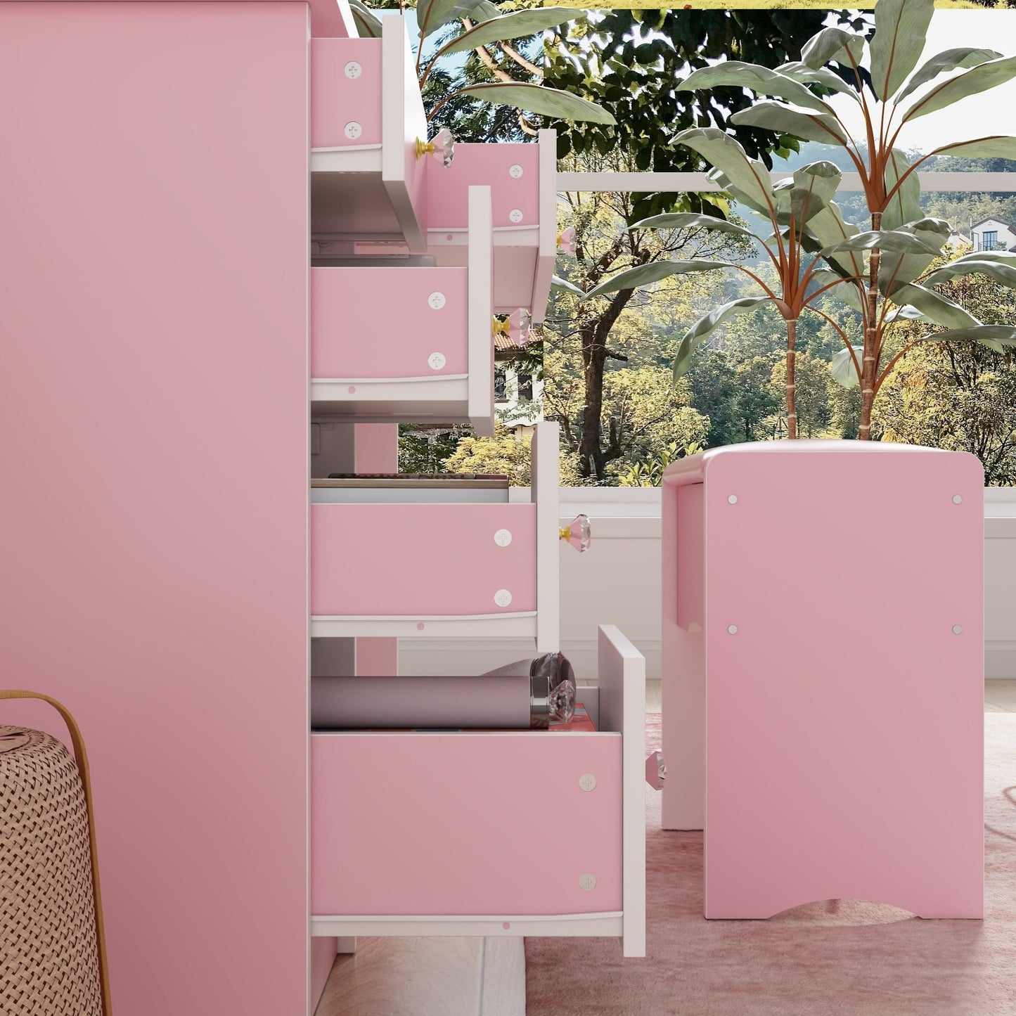 Coiffeuse avec miroir et lampe, table de maquillage avec tabouret pour la maison