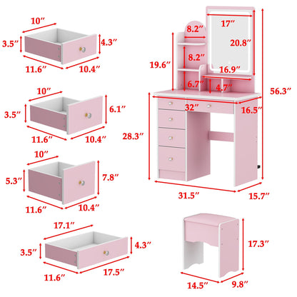 Coiffeuse avec miroir et lampe, table de maquillage avec tabouret pour la maison