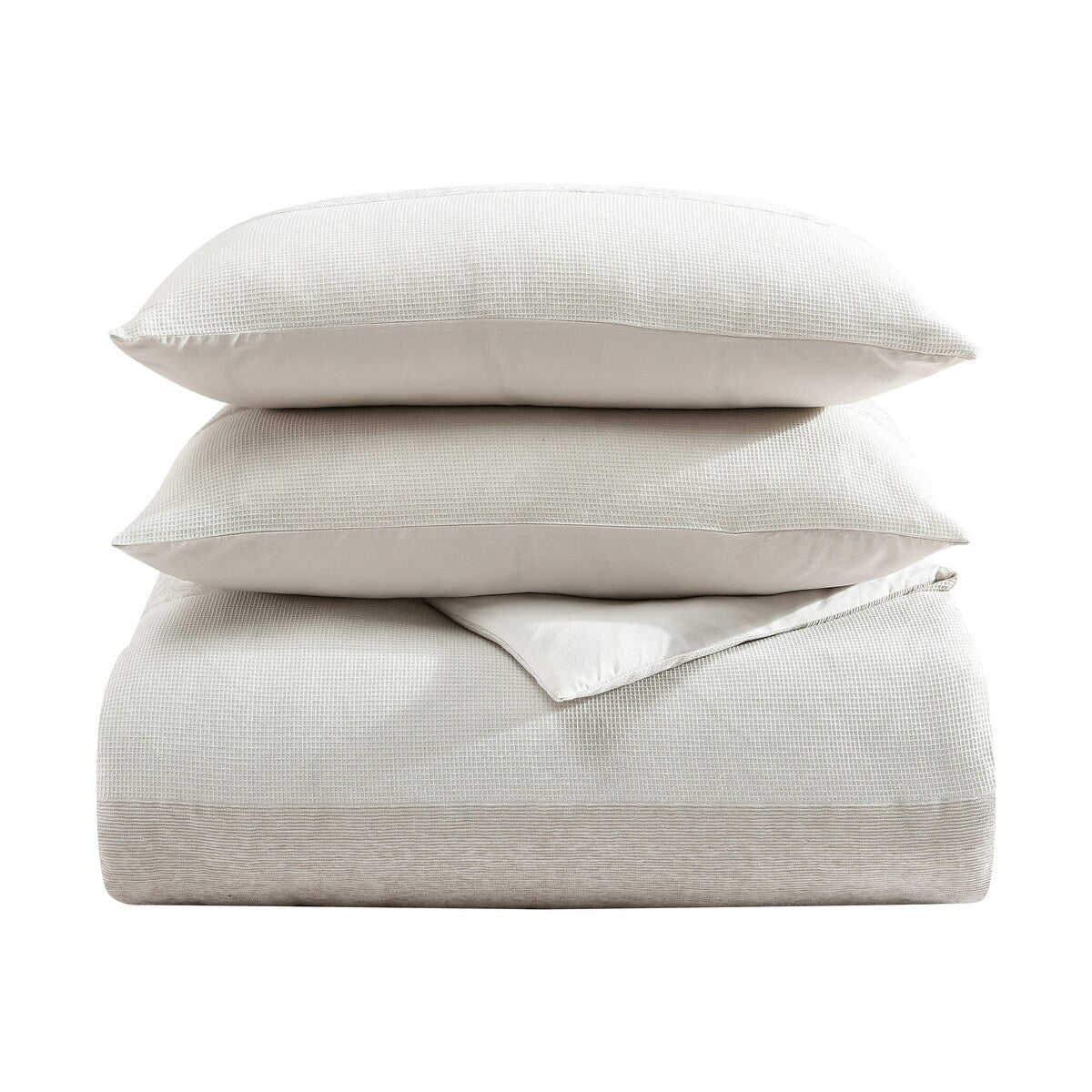 Ensemble de couette à rayures en chenille et en forme de gaufre beige de Vera Wang