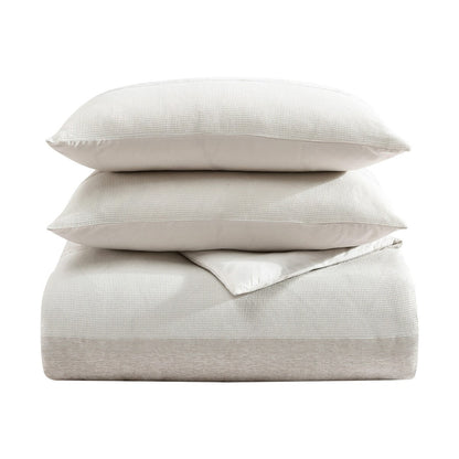 Ensemble de couette à rayures en chenille et en forme de gaufre beige de Vera Wang