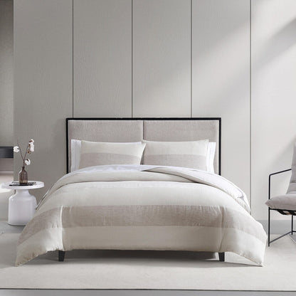 Ensemble de couette à rayures en chenille et en forme de gaufre beige de Vera Wang