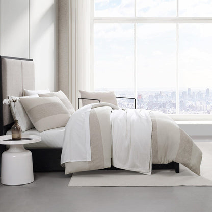 Ensemble de couette à rayures en chenille et en forme de gaufre beige de Vera Wang