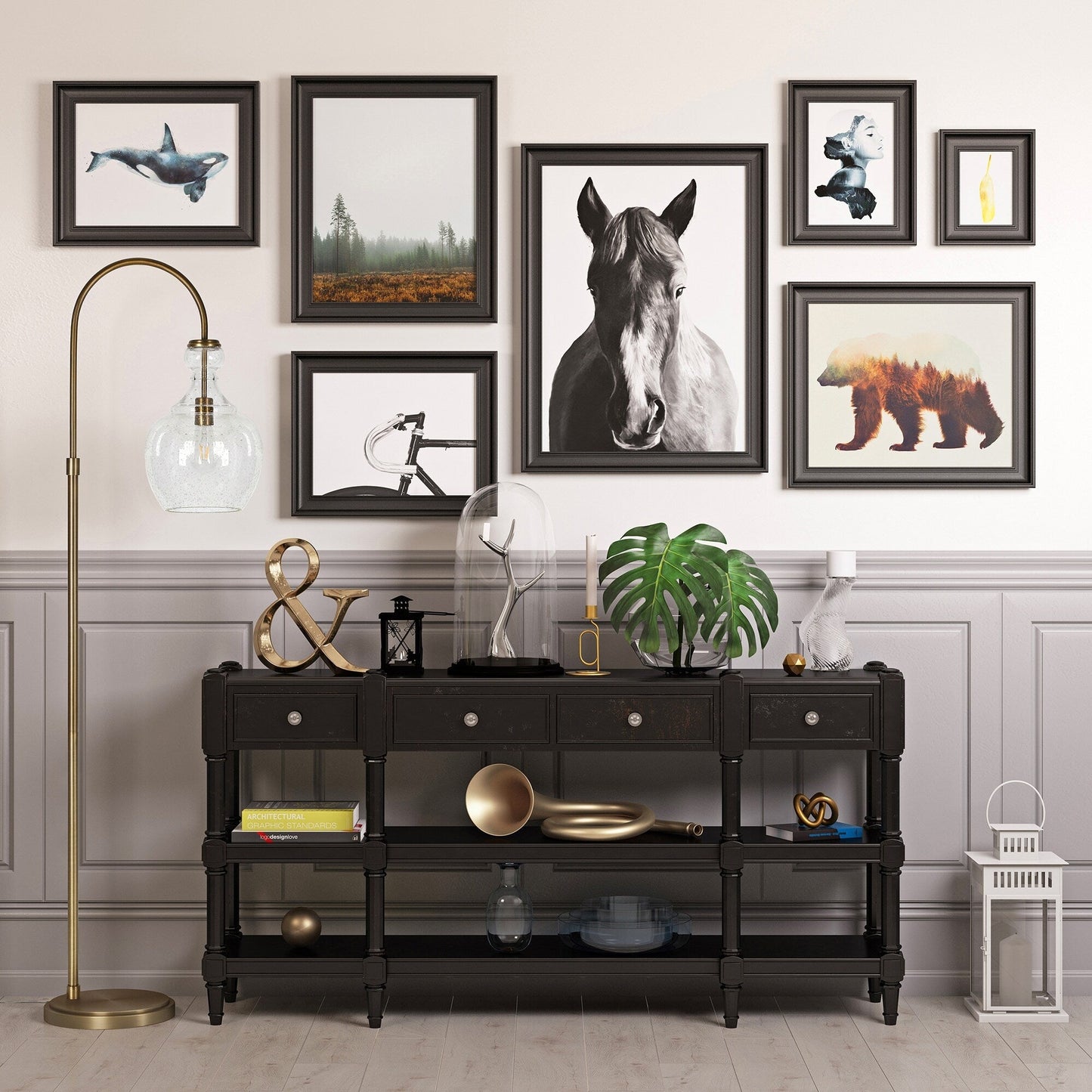 Verona Lampe de sol à arc avec abat-jour en verre