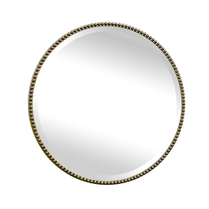 Vintage Round Bathroom Mirror with Beaded Frame