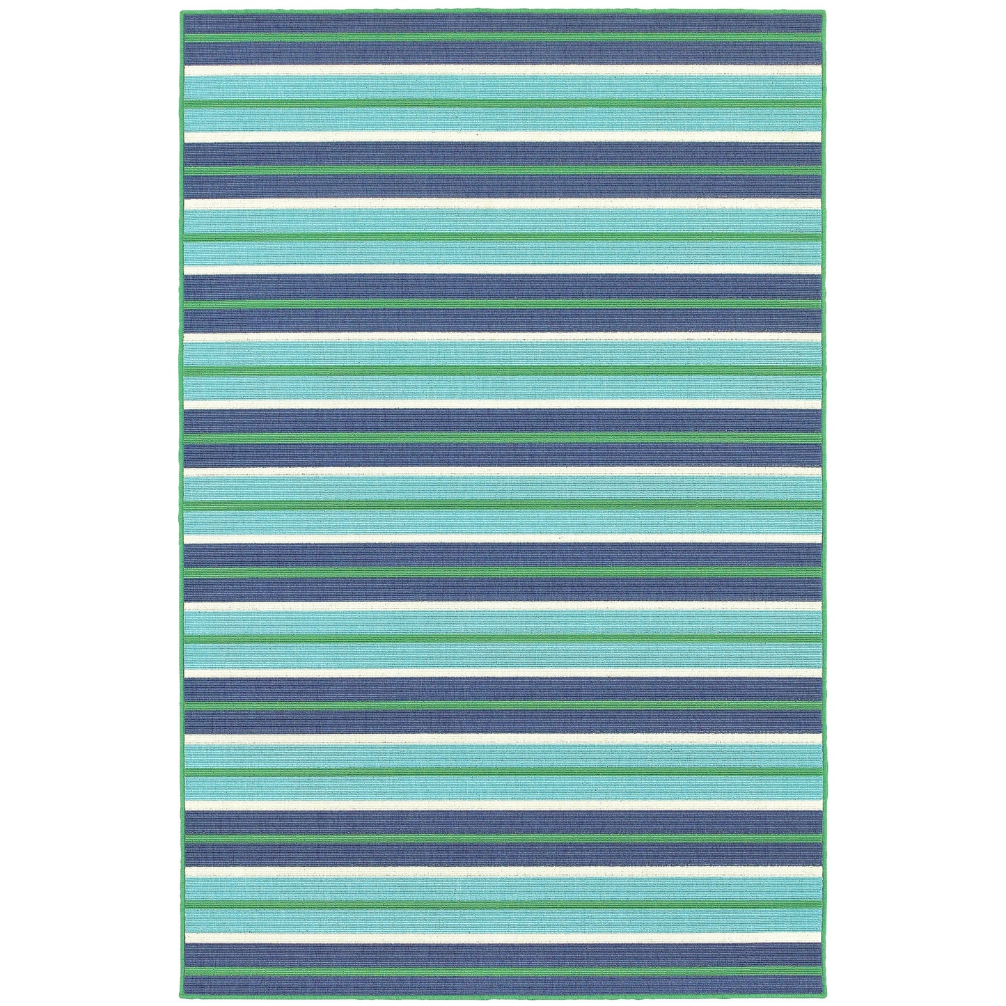 Vista Home Mackinac Blue Stripes Indoor/Outdoor Rug.