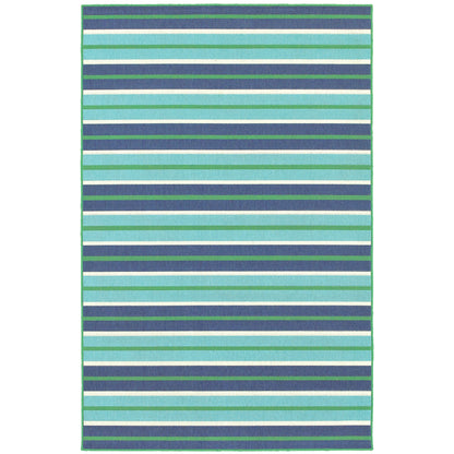 Vista Home Mackinac Blue Stripes Indoor/Outdoor Rug.