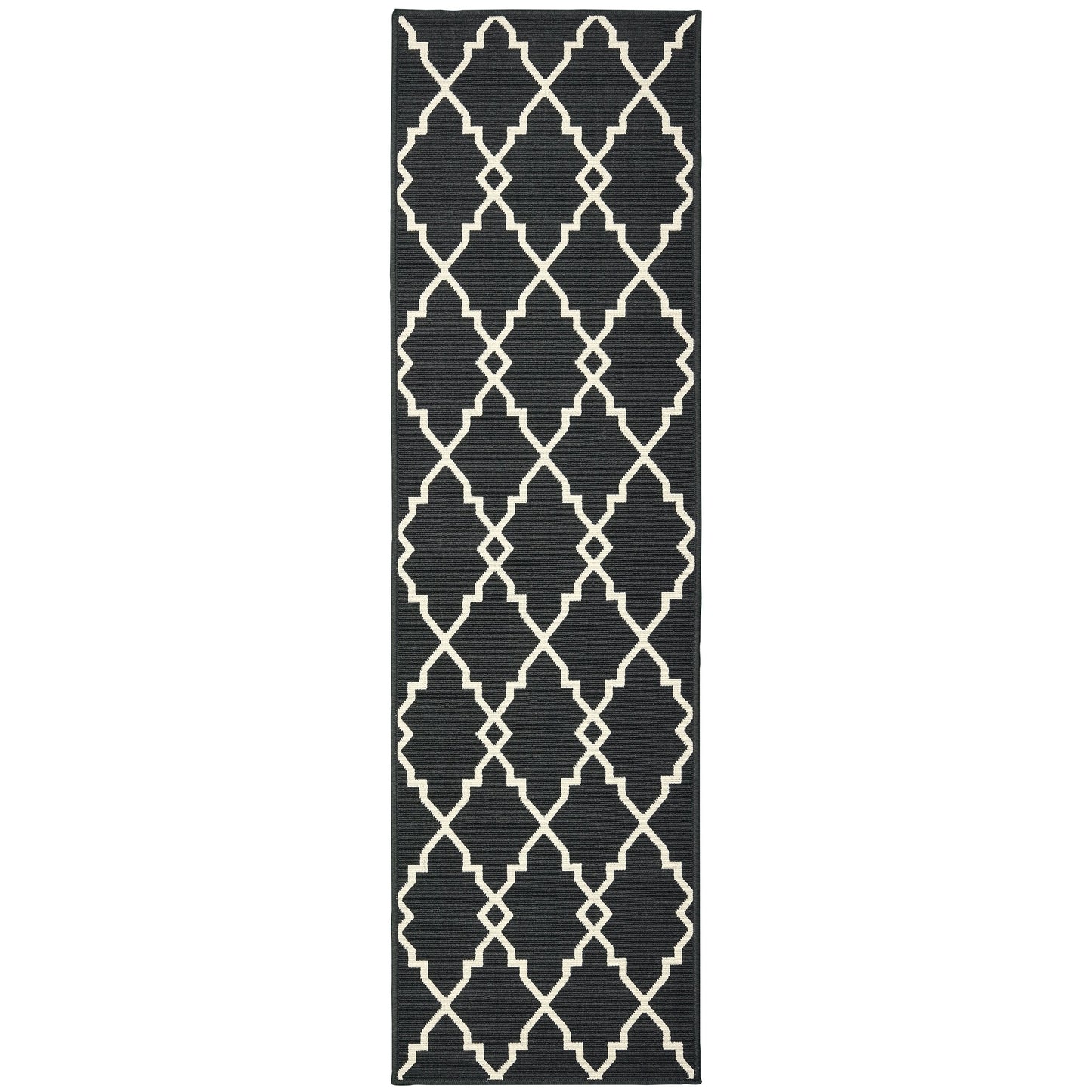 Vista Home Malta Lattice Black/ Off-White Indoor Outdoor Area Rug.