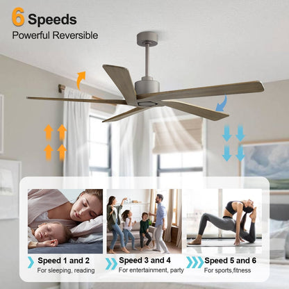 WINGBO Ventilateur de plafond intérieur à 54 pouces avec moteur DC, sans éclairage - N/A