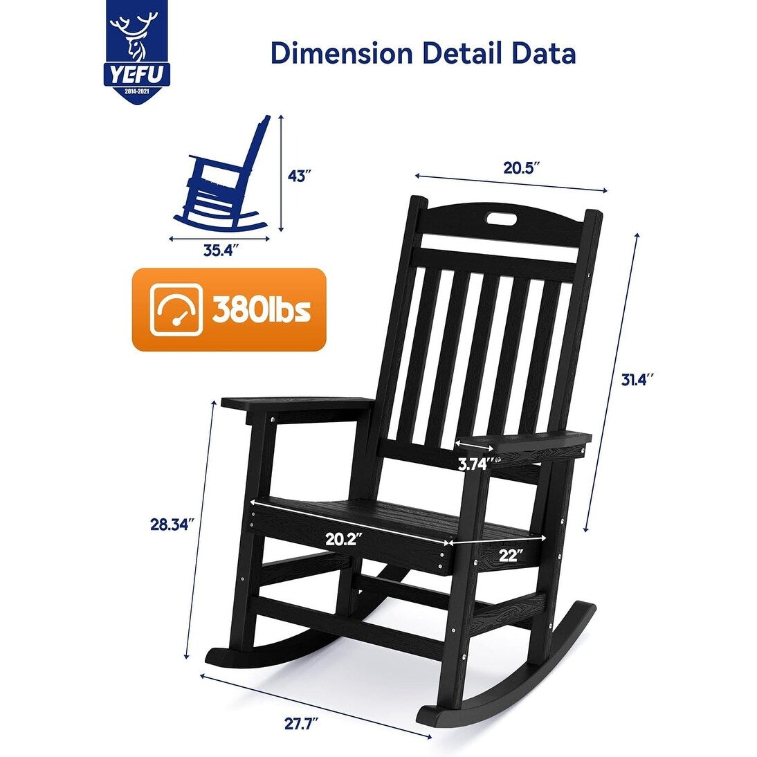 WINSOON Chaise à bascule d'extérieur pour tout type de météo, lot de 2