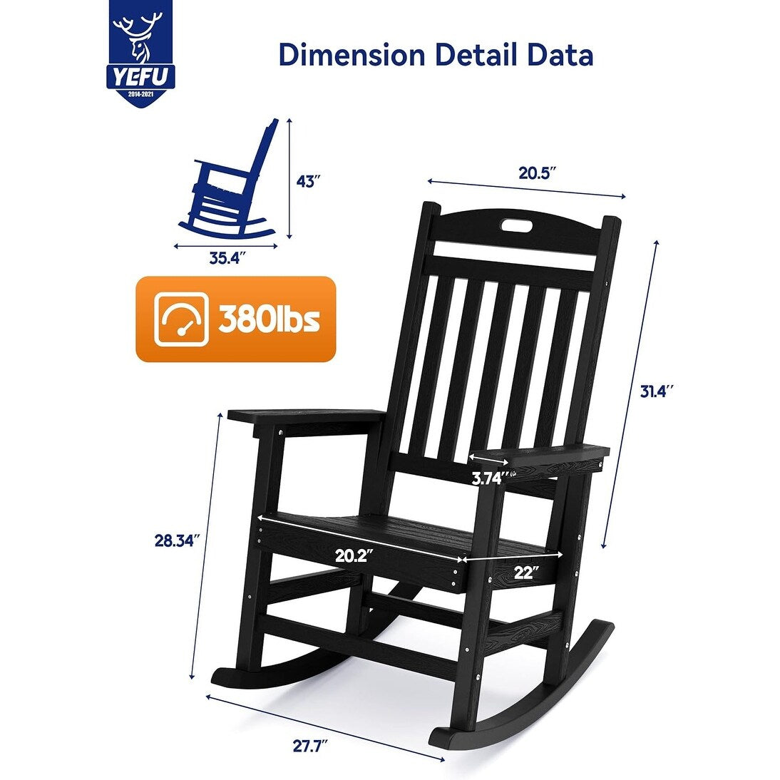 WINSOON Chaise à bascule d'extérieur pour tout type de météo, lot de 2