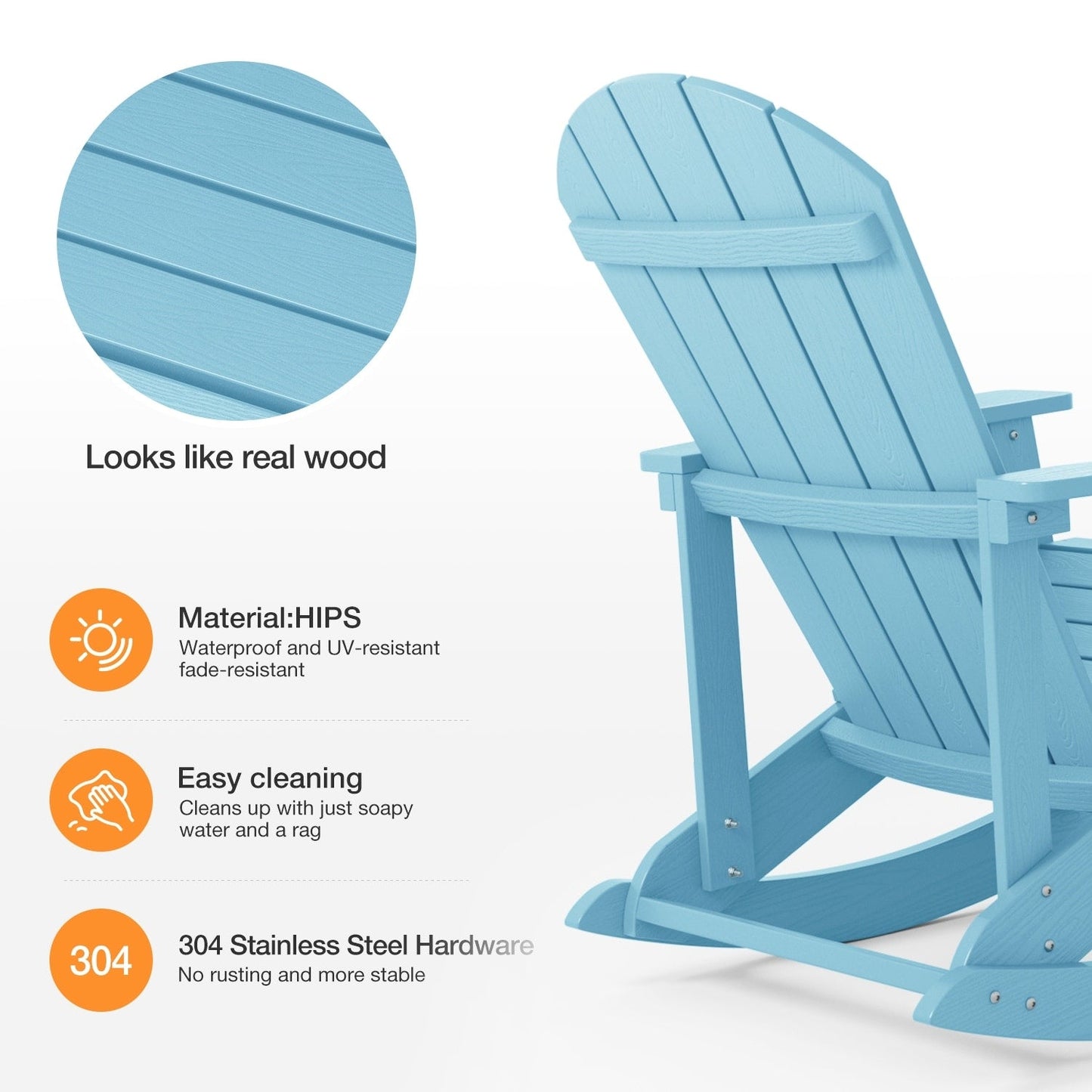 WINSOON Chaise à bascule d'extérieur pour tout type de météo, lot de 2