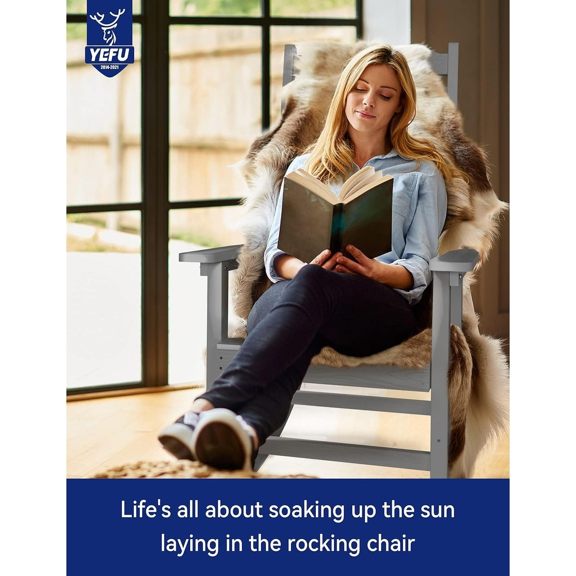 WINSOON Chaise à bascule d'extérieur pour tout type de météo, lot de 2