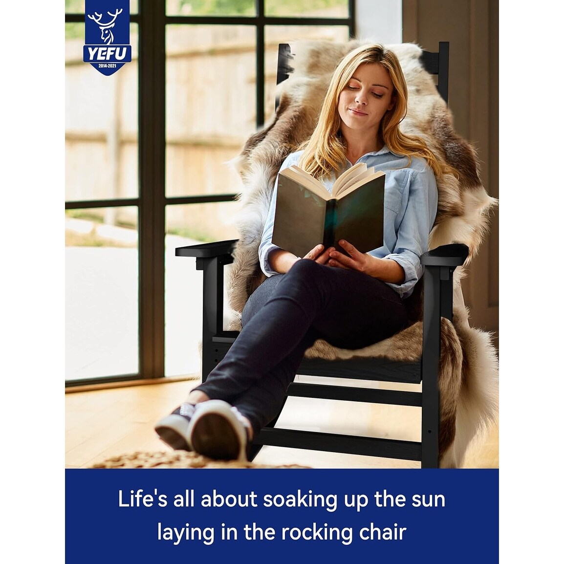 WINSOON Chaise à bascule d'extérieur pour tout type de météo, lot de 2