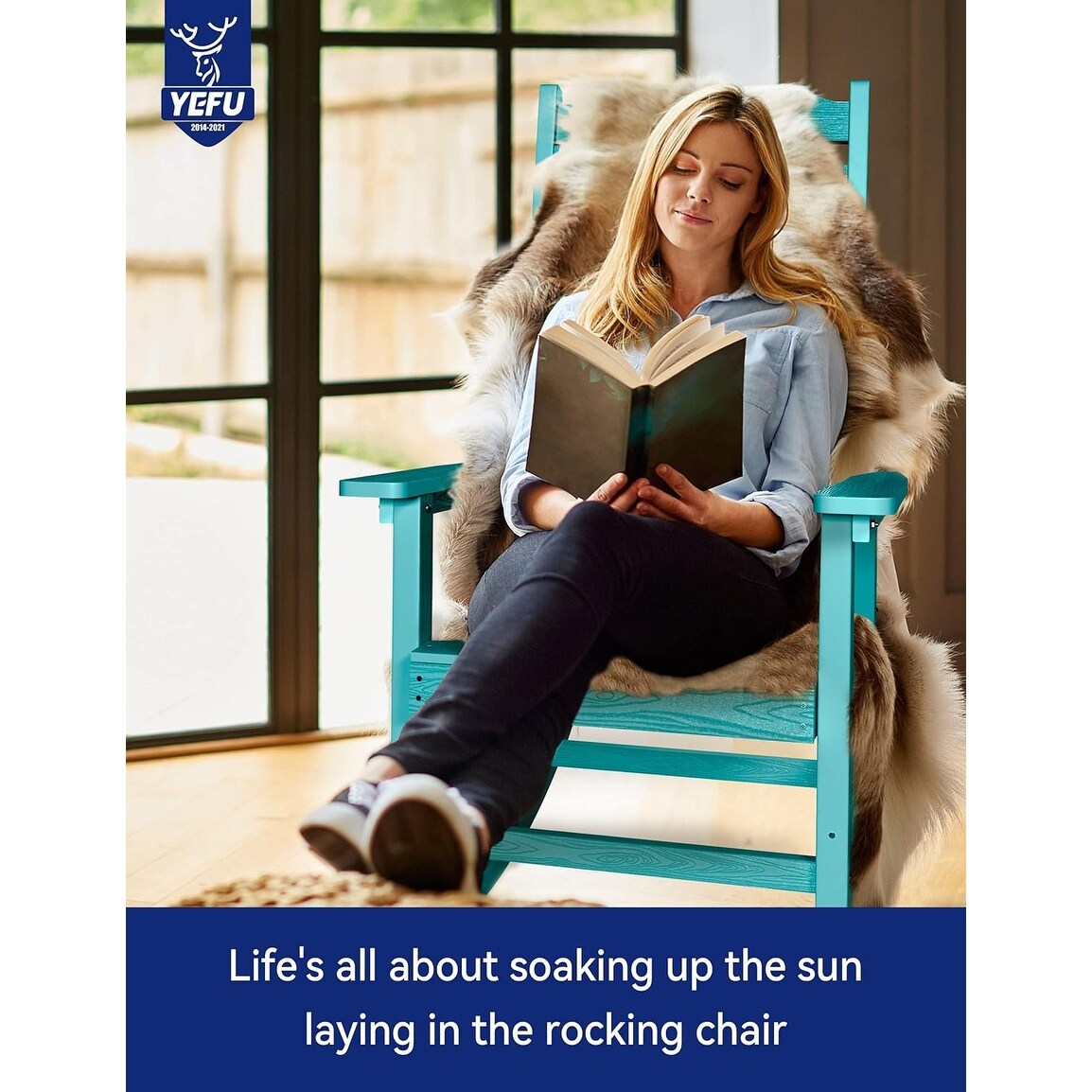 WINSOON Chaise à bascule d'extérieur pour tout type de météo, lot de 2